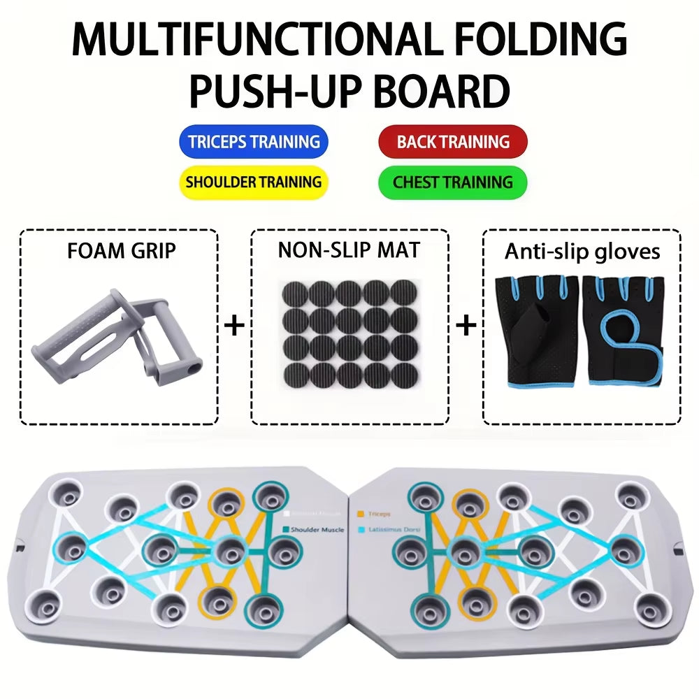 Push-up board multifunzione pieghevole per petto, braccia e schiena