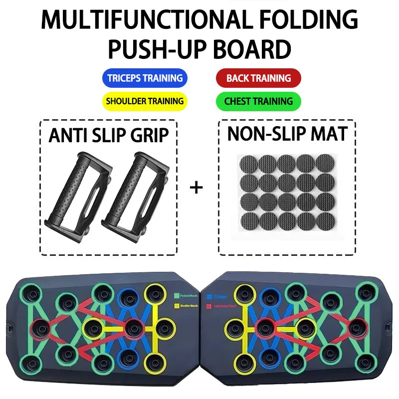 Push-up board multifunzione pieghevole per petto, braccia e schiena