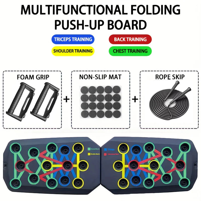 Push-up board multifunzione pieghevole per petto, braccia e schiena