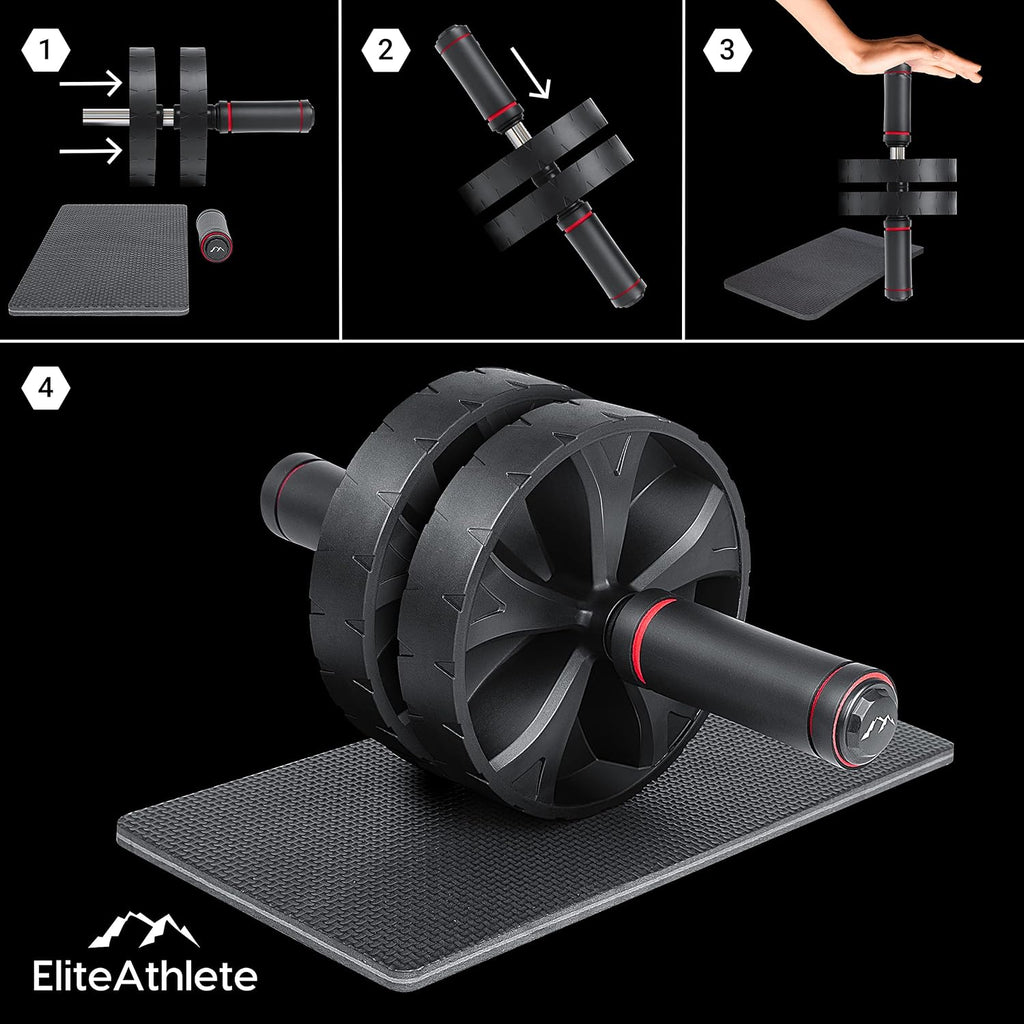 AB Wheel Roller - Rullo per Addominali a Casa, Con Tappetino Imbottito per Ginocchia