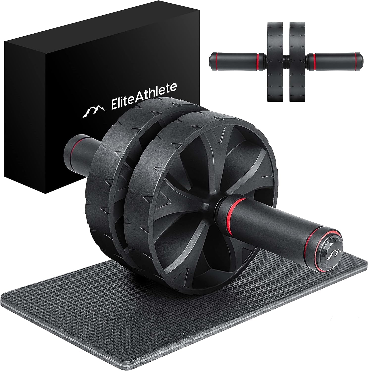 AB Wheel Roller - Rullo per Addominali a Casa, Con Tappetino Imbottito per Ginocchia