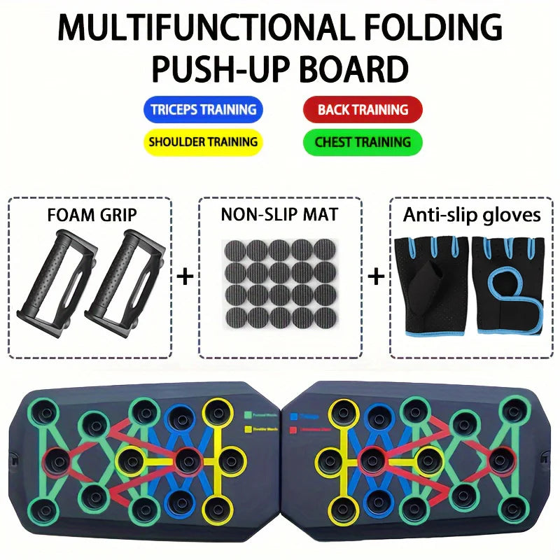 Push-up board multifunzione pieghevole per petto, braccia e schiena