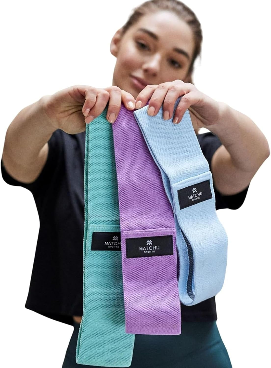 | Booty Bands | Glute Bands | Set Da 3 Pezzi | 45/65/75 Kg | Tessuto Comodo | Borsa Inclusa | Tiel/Viola/Blu