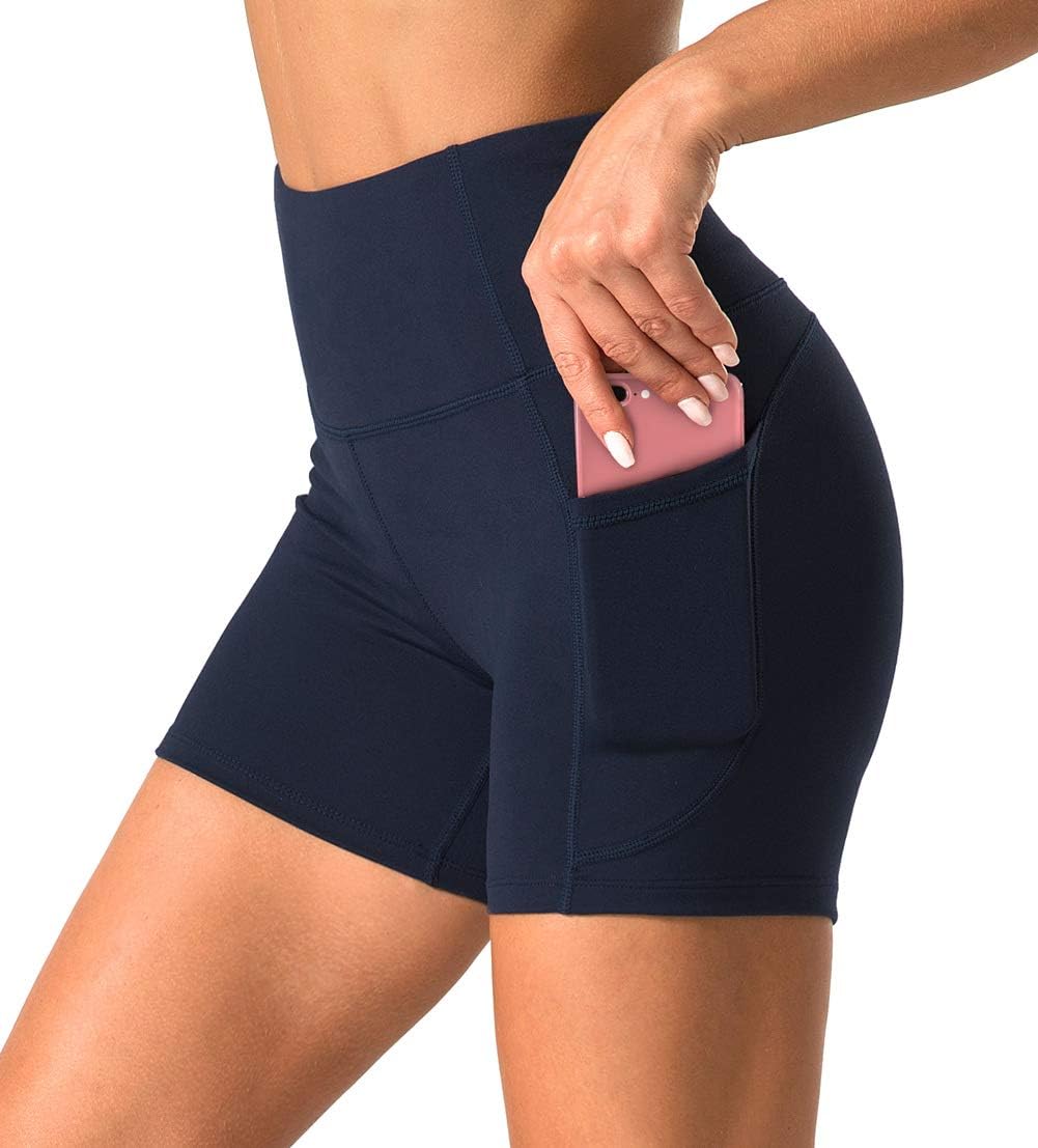 Pantaloncini sportivi da donna a vita alta con tasche laterali