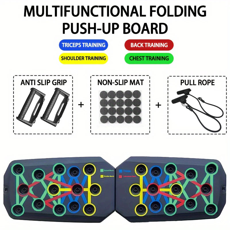 Push-up board multifunzione pieghevole per petto, braccia e schiena