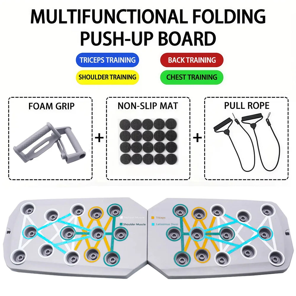 Push-up board multifunzione pieghevole per petto, braccia e schiena