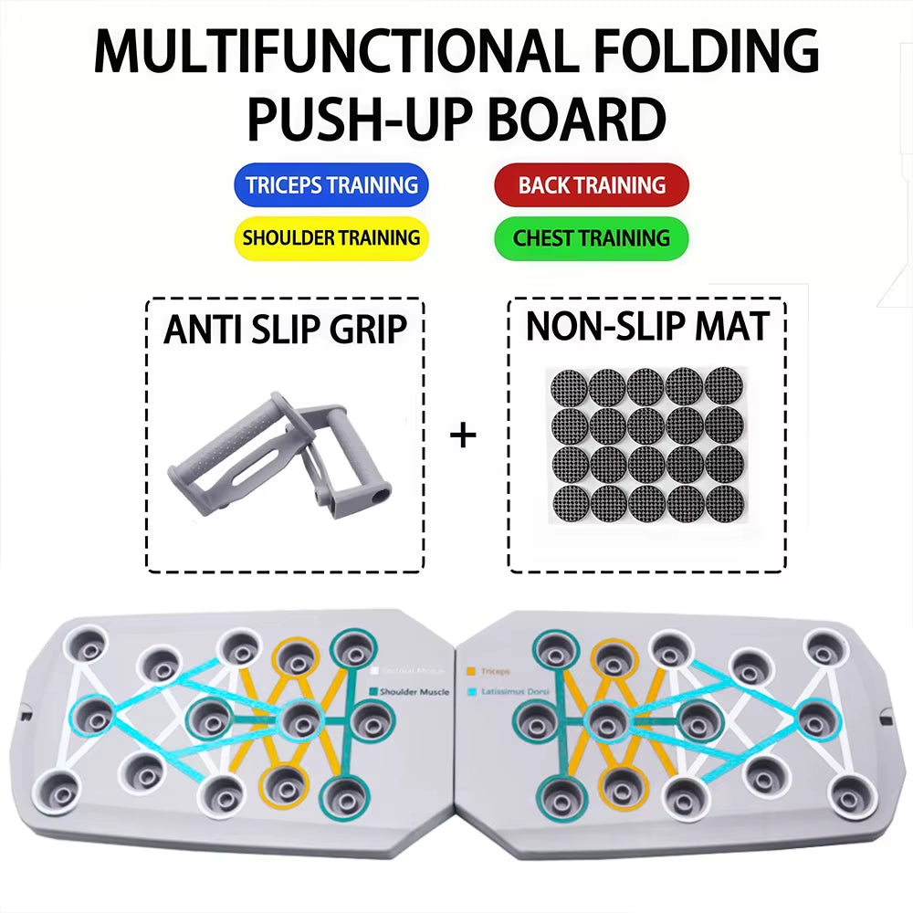 Push-up board multifunzione pieghevole per petto, braccia e schiena