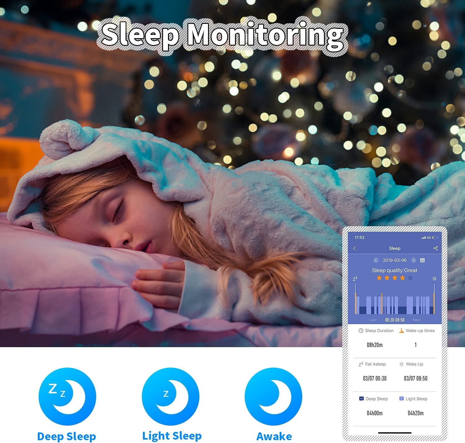 Smartwatch fitness per bambini impermeabile IP68 con contapassi