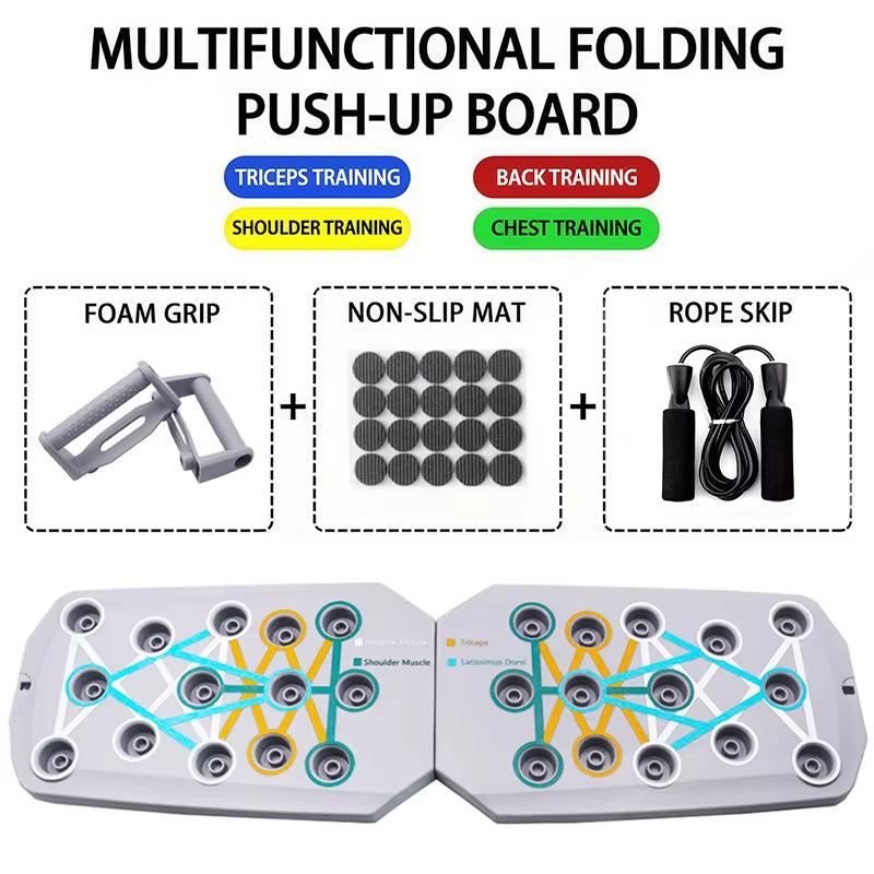 Push-up board multifunzione pieghevole per petto, braccia e schiena