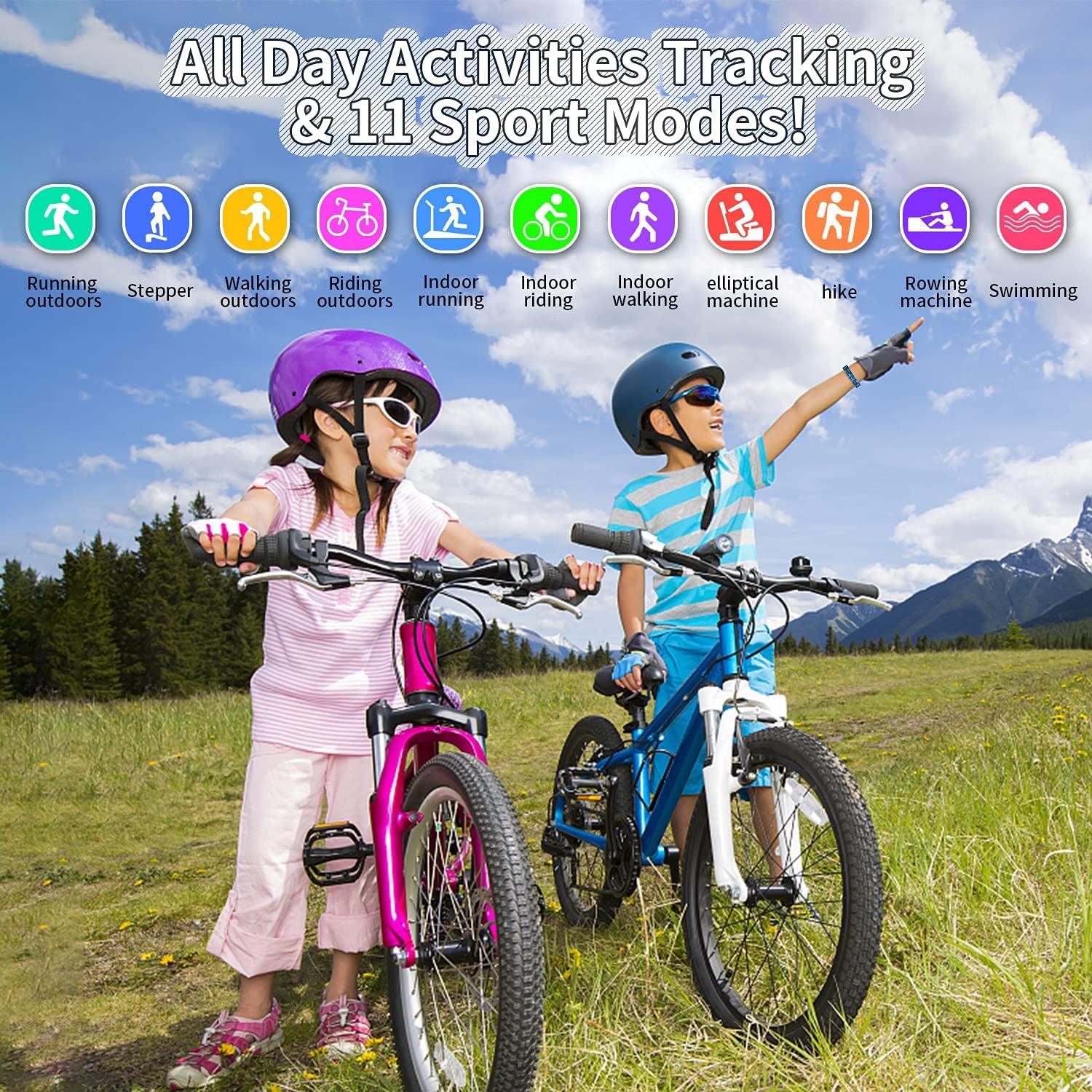 Smartwatch fitness per bambini impermeabile IP68 con contapassi