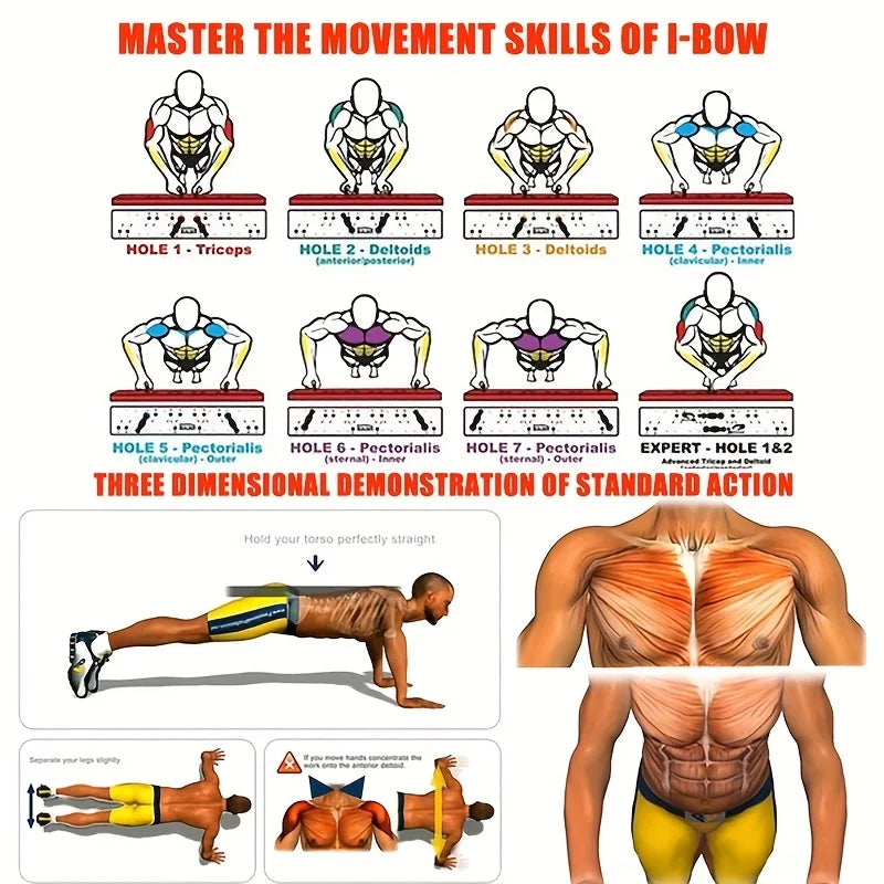 Push-up board multifunzione pieghevole per petto, braccia e schiena
